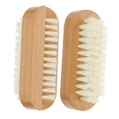 BATHVEVE Double-Sided Wooden Nail Brush Set 2 Pcs Fingernail Scrub Brush Soft Bristles for Cleaning Nails and Toenails Suitable for Men and Women