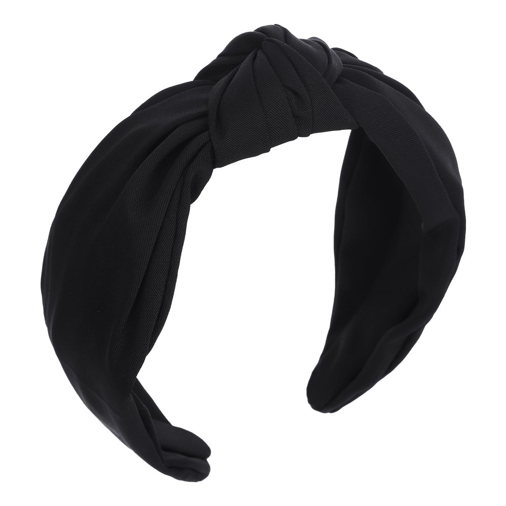 Santoddle Black Knot Headband for Women Knotted Head Bands Non Slip Wide Head Band Fashion Head Bands Knot Headband for Women