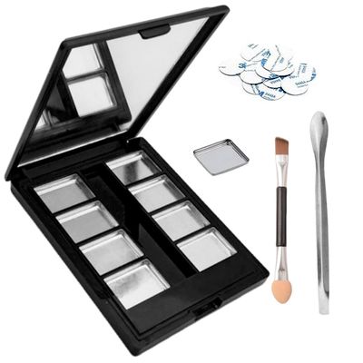 OULIGET Plastic Eyeshadow Makeup Palette,Lipstick Cosmetic Cream Blush Powder Multi-lattice Magnetic Tray,Snap Closure Small Box Mirror Travel Useful Tool
