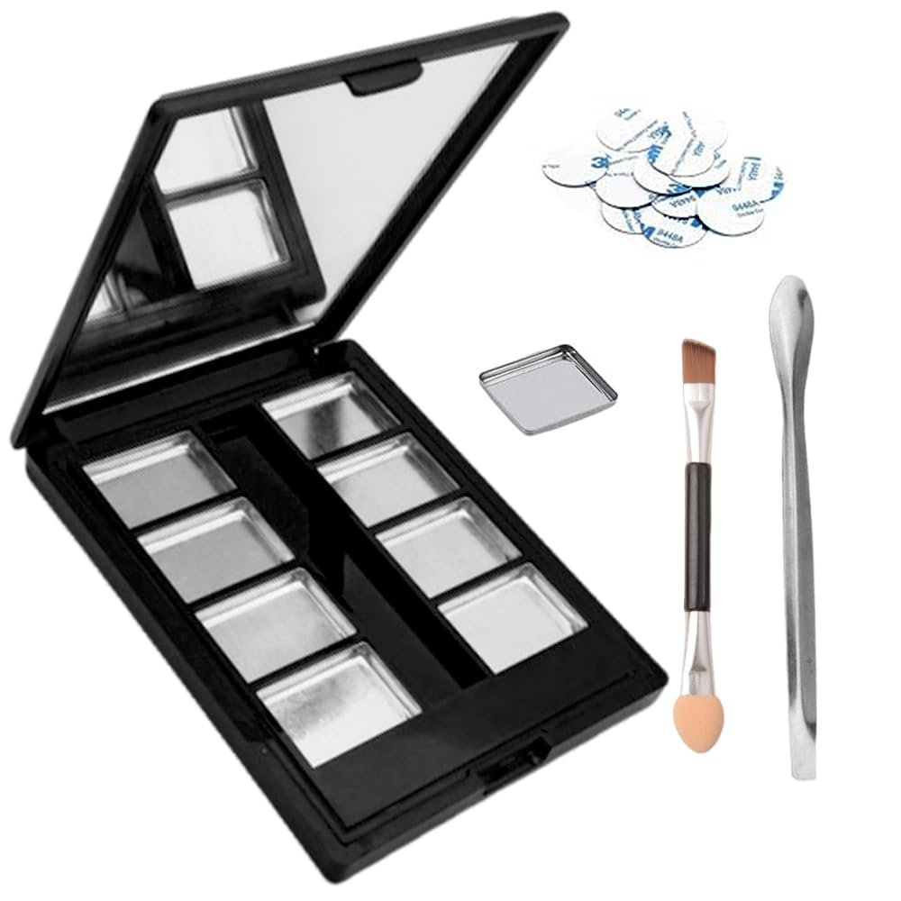 OULIGET Plastic Eyeshadow Makeup Palette,Lipstick Cosmetic Cream Blush Powder Multi-lattice Magnetic Tray,Snap Closure Small Box Mirror Travel Useful Tool