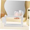 ABOOFAN Double Layer Storage Rack Desk Essentials Collapsible Storage Bins Makeup Organizer Hooks Stationery Organizer Bathroom Shelf Kawaii view 2