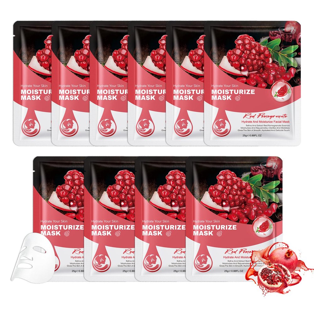10 Pack Sheet Face Masks,Hydrating Facial Mask Set,Non-Sticky Facial Sheet Masks Bulk,Long-Lasting Moisturizing Facemasks,Birthday Party Spa Gift for Women and Men 10
