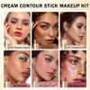 IONSGAKO 6 Colors Cream Contour Stick Makeup Kit, Double-ended Cream Highlighter Stick Bronzer and Blush Stick for Sculpt the Cheeks, Matte & Dewy Finish, Face Contour Kit for Beginners, Set B view 2