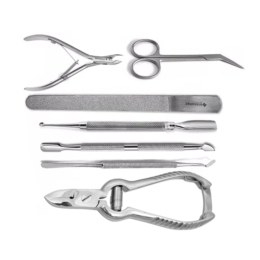 7-Piece Professional Toenail Care Kit Ingrown Toenail Tools with Clippers, Scissors, Lifter, Nipper, File & Pusher Surgical-Grade Podiatry Set for Home & Salon Foot Care