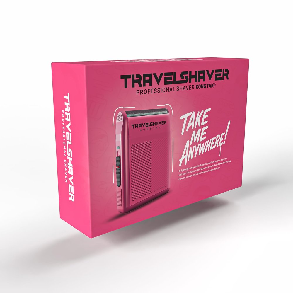 KONG TAK Solo Single Foil Pocket Shaver | Travel Shaver for Professional & Home use | 120 Min Runtime Cordless use, Powerful USB-C (Pink)