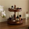 360 Wooden Rotating Makeup Organizer, Vanity Perfume Carousel, Dessert/Key Tray, Rustic Countertop Display Stand view 1