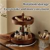 360 Wooden Rotating Makeup Organizer, Vanity Perfume Carousel, Dessert/Key Tray, Rustic Countertop Display Stand view 3