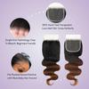 AUROO Chestnut Brown Ombre Bundles with Closure Human Hair Body Wave 20 22 24+18, 12A T1B/2/30 Medium Brown 3 Tone Colored Human Hair 3 Bundles with 4x4 HD Lace Closure Free Part Brazilian Virgin Remy view 4