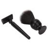 3pcs Beard Trimming Brush Set | Stainless Steel Stand Holder for Drying & Organizing | Compatible with Most Trimmer Styles/Presents for Men | Black ABS & Nylon Wool Kit view 2