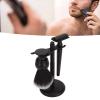 3pcs Beard Trimming Brush Set | Stainless Steel Stand Holder for Drying & Organizing | Compatible with Most Trimmer Styles/Presents for Men | Black ABS & Nylon Wool Kit view 3