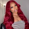 Realloves 99J Burgundy Body Wave Human Hair Bundles with 4x4 HD Lace Closure Brazilian Remy Hair Wine Red Colored Wavy Bundles 18 20 22+18 Inch Free Part view 2