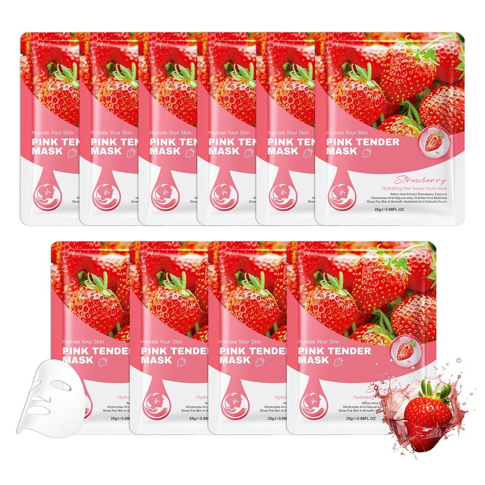 10 Pack Sheet Face Masks,Hydrating Facial Mask Set,Non-Sticky Facial Sheet Masks Bulk,Long-Lasting Moisturizing Facemasks,Birthday Party Spa Gift for Women and Men 06