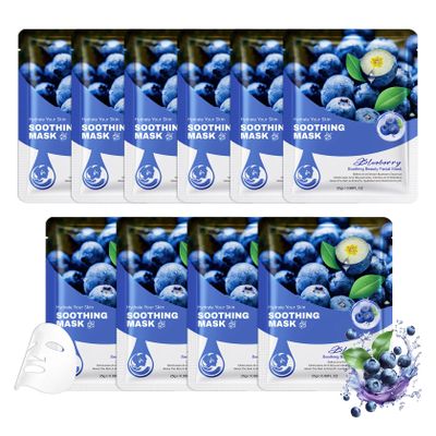 10 Pack Sheet Face Masks,Hydrating Facial Mask Set,Non-Sticky Facial Sheet Masks Bulk,Long-Lasting Moisturizing Facemasks,Birthday Party Spa Gift for Women and Men 08