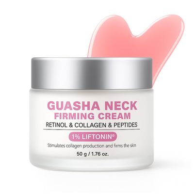 Neck Firming Cream with Gua Sha Tool, Neck Tightening Cream for Crepey Skin, Moisturizing and Lifting Neck Cream for Fine Lines and Sagging Skin