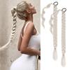 2 Packs Platinum Blonde Long Braided Ponytail Extensions with Hair Ties Natural Soft Synthetic Hair Piece for Black Women Straight Wrap Around Hair Extensions Ponytail view 1