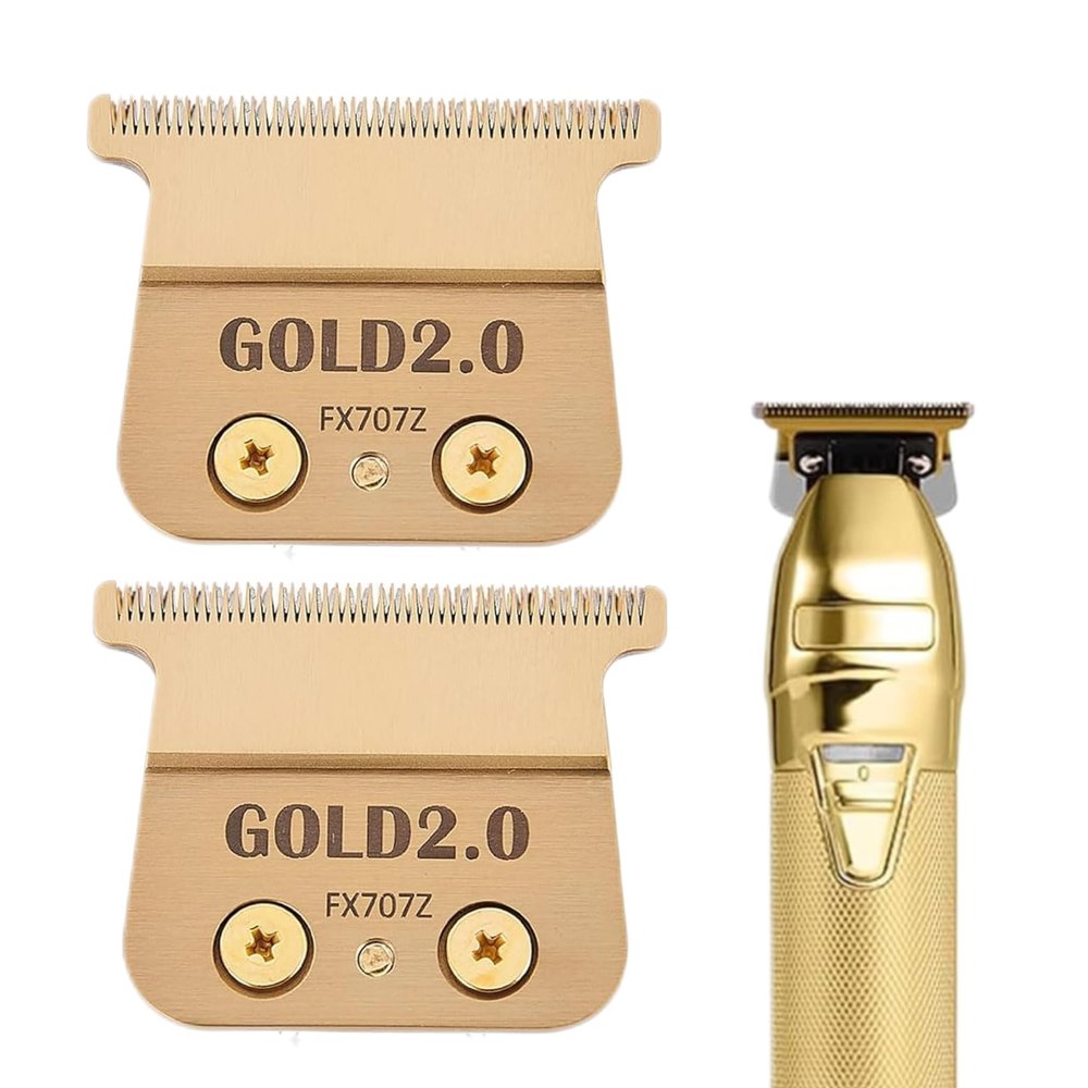 2 Pcs FX707Z DLC 2.0 Replacement Blades Head Compatible with BaByliss PRO Barberology Trimmer Blade,Zero-Gapped Replacement Trimmer Blade Compatible with BaBylissPRO FX787 & FX726 Trimme(GOLD)