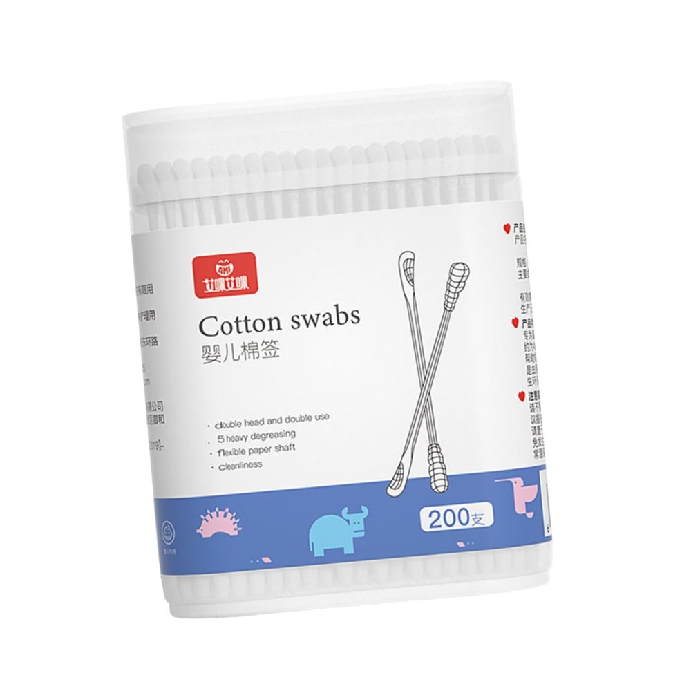 BESTYASH 200pcs Disposable Cotton Swabs Dual-ended Ear Cleaning Sticks Spiral and Spoon Tips for Safe Ear Wax Removal for Toddlers