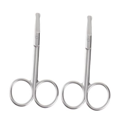 CALLARON 2pcs Inspired Brow Trimmer Scissors Precision Nose Hair Facial Razors Safety Eyebrow Scissors for Women Men