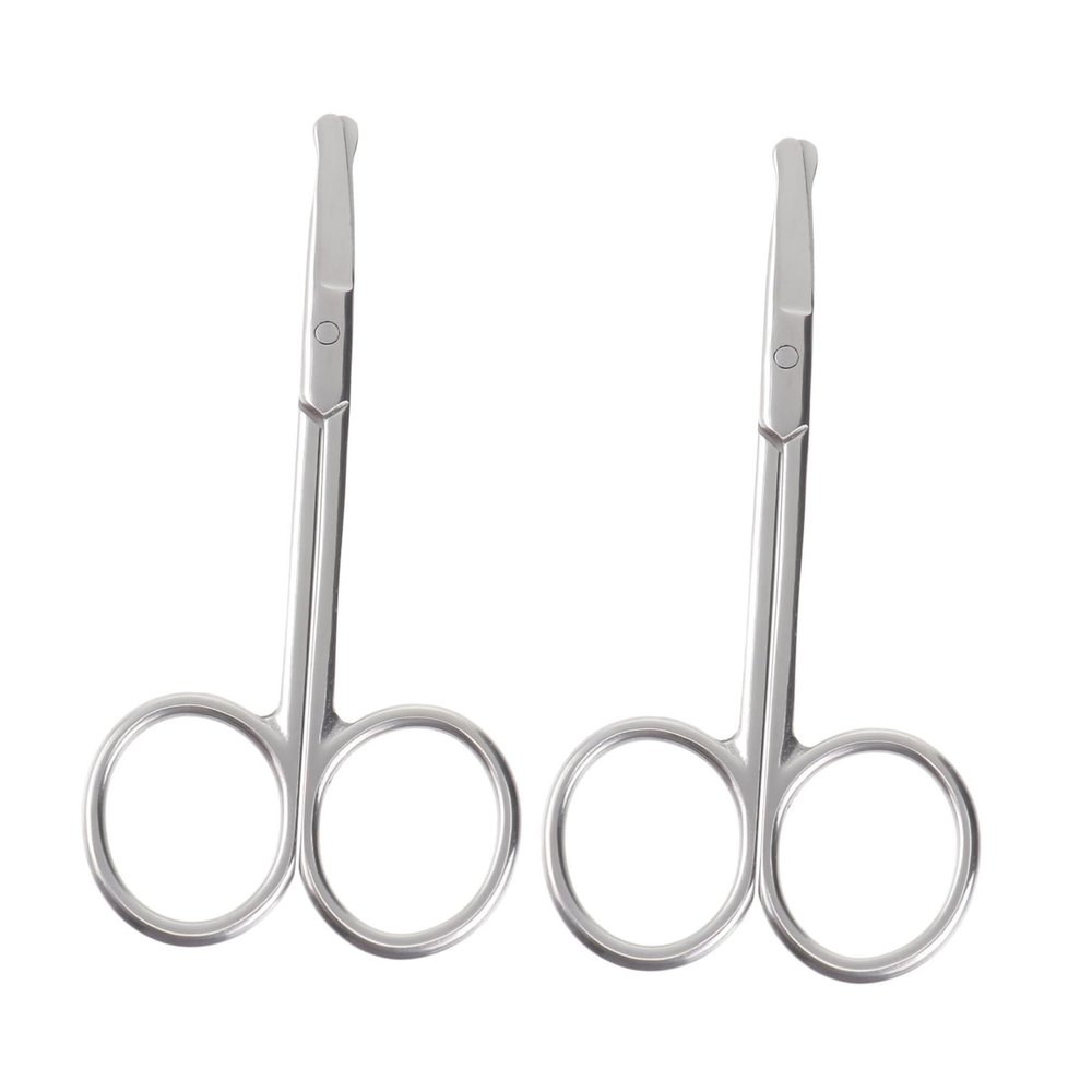 CALLARON 2pcs Inspired Brow Trimmer Scissors Precision Nose Hair Facial Razors Safety Eyebrow Scissors for Women Men