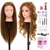 Mannequin Head Human Hair - 28 Inch Cosmetology Makeup Manikin Doll Head with 80% Real Hair, Hairdressing Practice Braiding Training Head for Hair Styling with Table Clamp #27 view 1