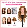 Mannequin Head Human Hair - 28 Inch Cosmetology Makeup Manikin Doll Head with 80% Real Hair, Hairdressing Practice Braiding Training Head for Hair Styling with Table Clamp #27 view 4