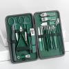 10/20/24/26 PCS Stainless Steel Nail Clipper Set, Grooming Tool Set With Portable Case, Manicure Tool Set, Green Nails Cut, Grooming Tool Set With Portable Case, Green, Forest Green (24PCS set) view 3