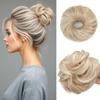 CJL HAIR 2PCs Small Cute Messy Bun Hair Piece for Thin Hair Women Mini Synthetic Curly Bun Scrunchies Updo Hairpieces Cream Blonde view 1