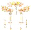 5PCS Flower Tassels Hairpin for Women, Chinese Tassel Hair Stick Peony Flower Crystal Pearl Hanfu Metal Hair Pins Sticks Chopsticks Bun Updo Holders Accessories for Women Girls (Style 3) view 1