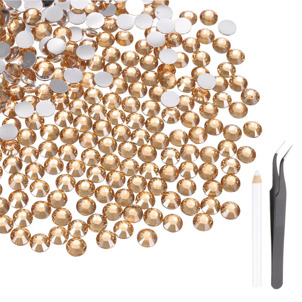 MECCANIXITY 2500pcs SS12 3mm Flatback Crystal Rhinestones, Resin Crystal Gems with Tweezer Dotting Pen Non Hotfix for Bedazzling Tumblers Mugs Bottles Nail DIY Crafts, Champagne
