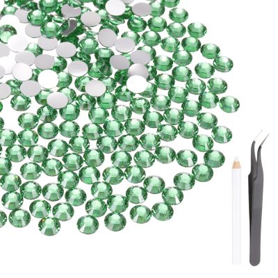 MECCANIXITY 2500pcs SS6 2mm Flatback Crystal Rhinestones, Resin Crystal Gems with Tweezer Dotting Pen Non Hotfix for Bedazzling Tumblers Mugs Bottles Nail DIY Crafts, Grass Green