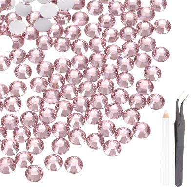 MECCANIXITY 600pcs SS30 6mm Flatback Crystal Rhinestones, Resin Crystal Gems with Tweezer Dotting Pen Non Hotfix for Bedazzling Tumblers Mugs Bottles Nail DIY Crafts, Pink