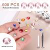MECCANIXITY 600pcs SS30 6mm Flatback Crystal Rhinestones, Resin Crystal Gems with Tweezer Dotting Pen Non Hotfix for Bedazzling Tumblers Mugs Bottles Nail DIY Crafts, Pink view 2