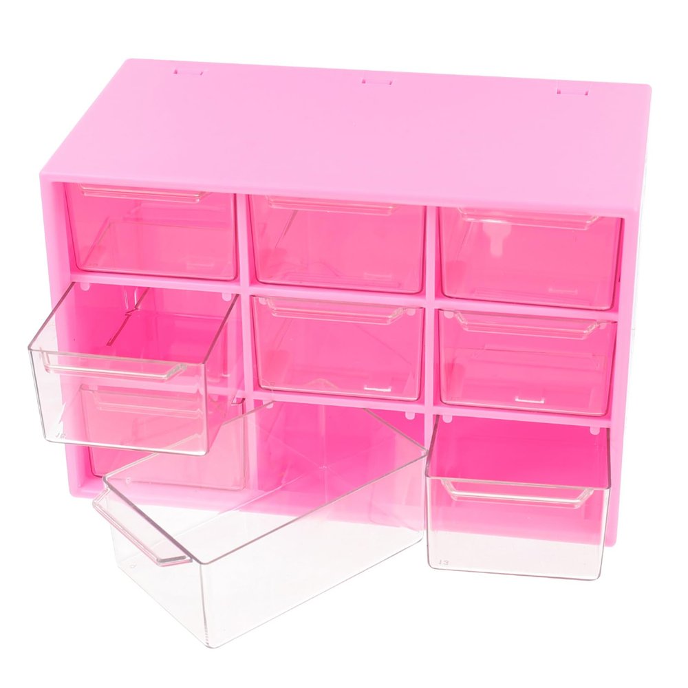 AKOOSY 9-Grid Drawer Style Storage Box Dustproof Desktop Organizer for Stationery Jewelry and Cosmetics Compact Design for Students and Home Use
