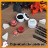13PCS Clown Makeup Kit, Black + White + Red + Dark Red Face Body Paint Set with 6 Painting Brushes & 3 Sponge,Halloween Oil Based Body Paint for Adults Joker Zombie Vampire Skeleton Costume SFX Makeup view 2
