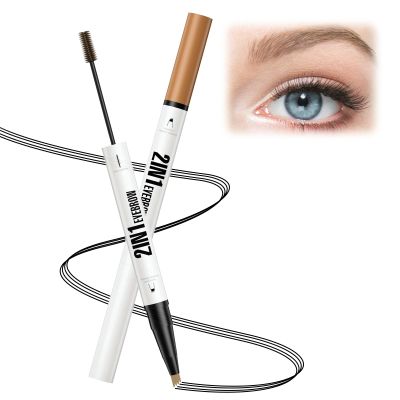 2 In 1 Dual Ended Eyebrow Pen, 2025 New Microblading Eyebrows Pen with Micro-Fork-Tip Last All-Day, Upgrade Waterproof Eyebrow Pens for Natural Hair (Light Brown)