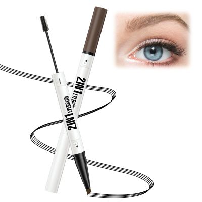 2 In 1 Dual Ended Eyebrow Pen, 2025 New Microblading Eyebrows Pen with Micro-Fork-Tip Last All-Day, Upgrade Waterproof Eyebrow Pens for Natural Hair (Brown)