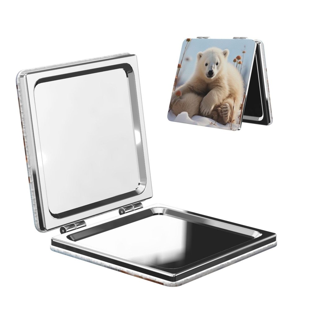 SDTYKHJ Cute Polar Bear Animals Travel Makeup Mirror Double Sided 1X/2X Magnification Compact Vanity Mirror for Women Magnifying Cosmetic Mirror Folding Handheld Mirror for Purse Pocket