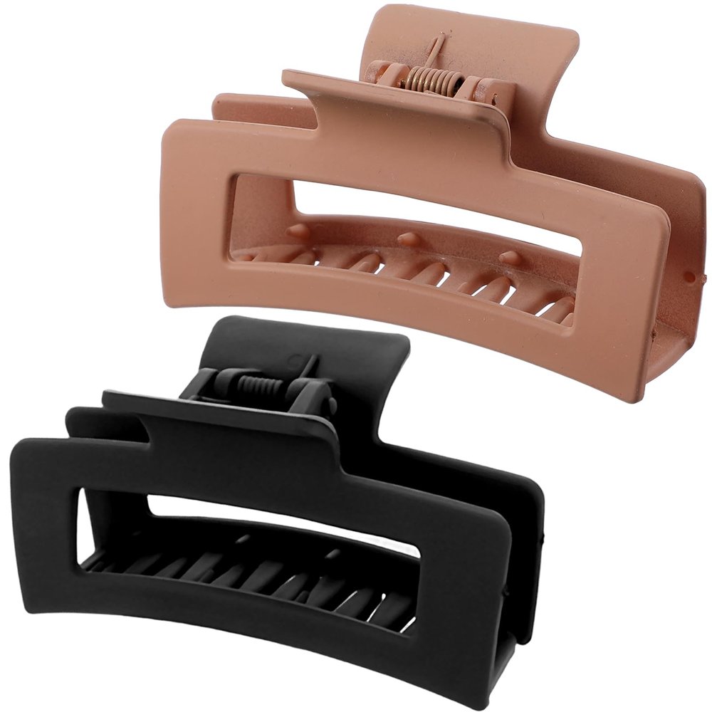 WLLHYF 2 Pieces Square Claw Clips 3.5 Inch Matte Non-slip Hair Clamps Medium Hair Claw Clips Fashion Strong Hold Banana Clip Thick Thin Hairs Styling Accessories for Women Girls