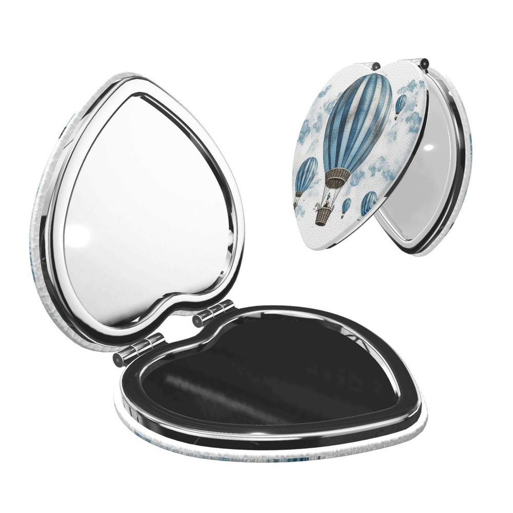 SDTYKHJ Blue Hot Air Balloon Travel Makeup Mirror Double Sided 1X/2X Magnification Compact Vanity Mirror for Women Magnifying Cosmetic Mirror Folding Handheld Mirror for Purse Pocket