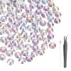 MECCANIXITY 600pcs SS30 6mm Flatback Crystal Rhinestones, Resin Crystal Gems with Tweezer Dotting Pen Non Hotfix for Bedazzling Tumblers Mugs Bottles Nail DIY Crafts, AB White view 1