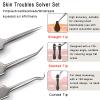 Stainless Steel Blackhead Removal Kit,Professional Facial Blackhead Remover Tweezers Precision Pimple Popper Tools for Acne, Whiteheads, Blemishes, and Comedones view 2