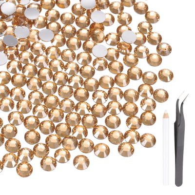 MECCANIXITY 600pcs SS30 6mm Flatback Crystal Rhinestones, Resin Crystal Gems with Tweezer Dotting Pen Non Hotfix for Bedazzling Tumblers Mugs Bottles Nail DIY Crafts, Champagne