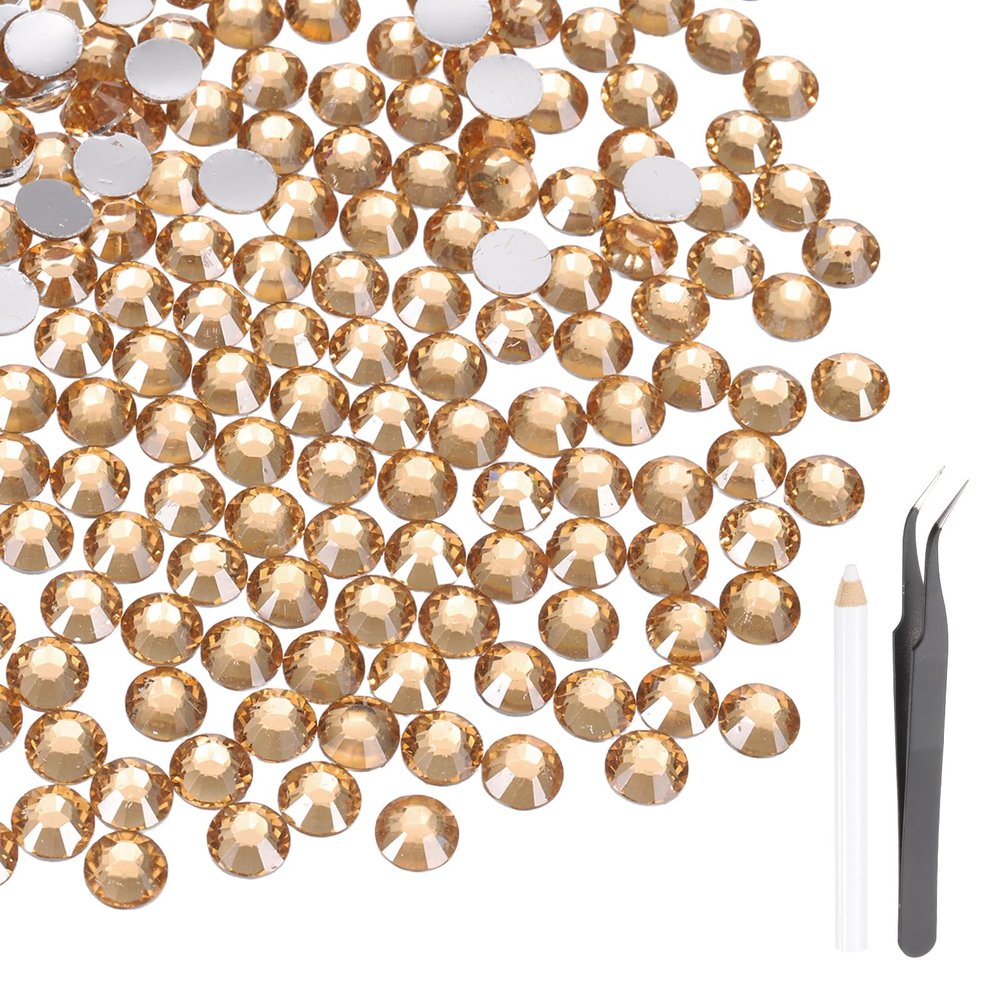 MECCANIXITY 600pcs SS30 6mm Flatback Crystal Rhinestones, Resin Crystal Gems with Tweezer Dotting Pen Non Hotfix for Bedazzling Tumblers Mugs Bottles Nail DIY Crafts, Champagne