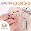 MECCANIXITY 600pcs SS30 6mm Flatback Crystal Rhinestones, Resin Crystal Gems with Tweezer Dotting Pen Non Hotfix for Bedazzling Tumblers Mugs Bottles Nail DIY Crafts, Champagne view 2
