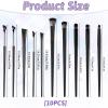 10Pcs Eyeshadow Brush Set, Professional Eye Makeup Brushes Kit with Angled Eyeliner Brushes, Eyes Applicator Tools, Eyeshadow Tool, Highlighter Brush, Flat Eyebrow Tool for Precision Eye Makeup view 3