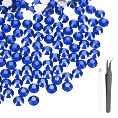 MECCANIXITY 600pcs SS30 6mm Flatback Crystal Rhinestones, Resin Crystal Gems with Tweezer Dotting Pen Non Hotfix for Bedazzling Tumblers Mugs Bottles Nail DIY Crafts, Dark Blue