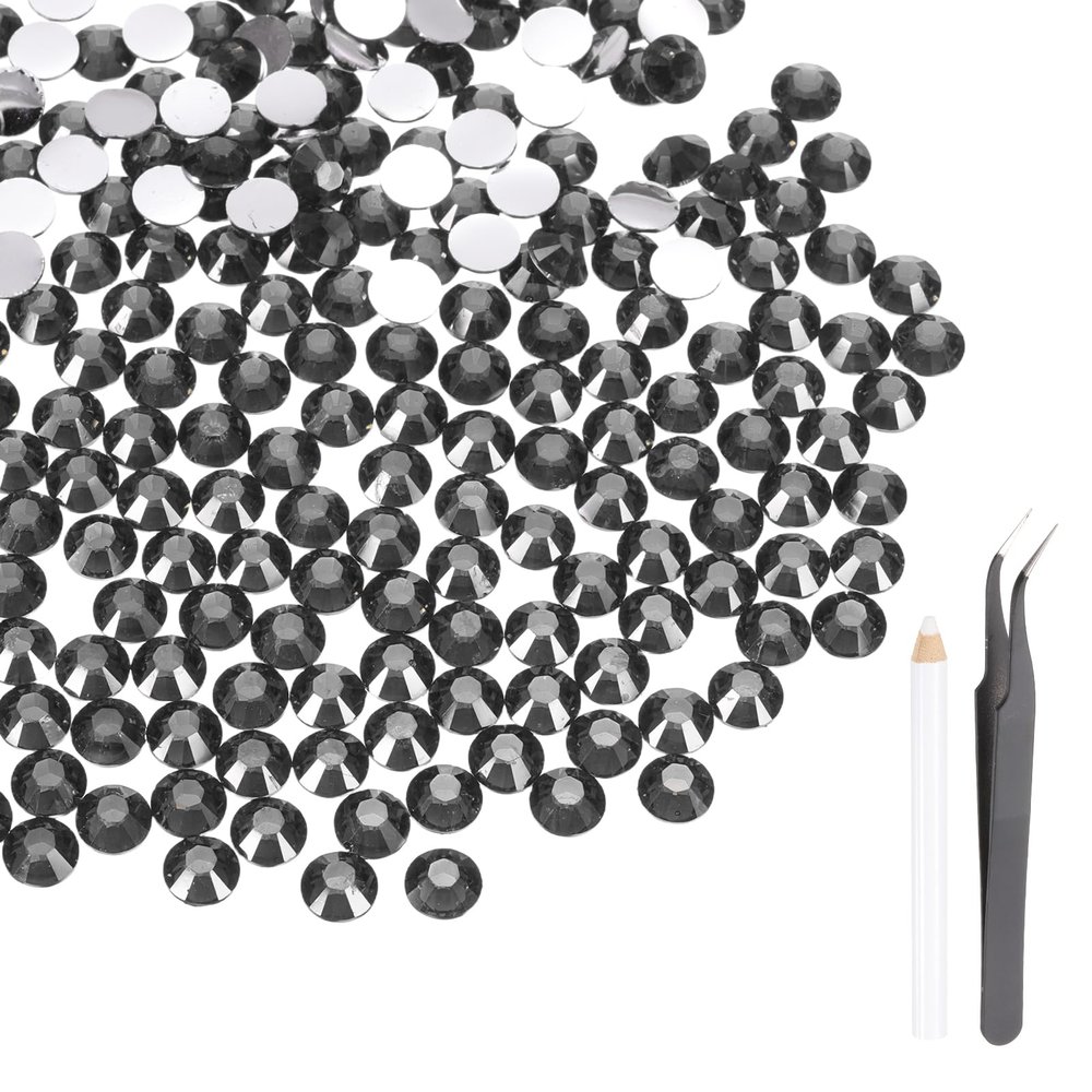 MECCANIXITY 2500pcs SS12 3mm Flatback Crystal Rhinestones, Resin Crystal Gems with Tweezer Dotting Pen Non Hotfix for Bedazzling Tumblers Mugs Bottles Nail DIY Crafts, Gray