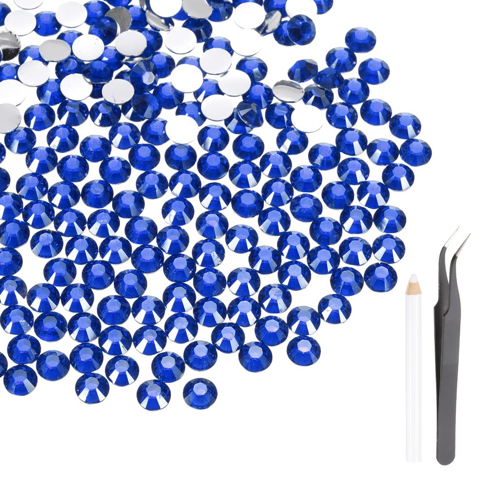 MECCANIXITY 2500pcs SS12 3mm Flatback Crystal Rhinestones, Resin Crystal Gems with Tweezer Dotting Pen Non Hotfix for Bedazzling Tumblers Mugs Bottles Nail DIY Crafts, Dark Blue