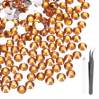 MECCANIXITY 600pcs SS30 6mm Flatback Crystal Rhinestones, Resin Crystal Gems with Tweezer Dotting Pen Non Hotfix for Bedazzling Tumblers Mugs Bottles Nail DIY Crafts, Orange