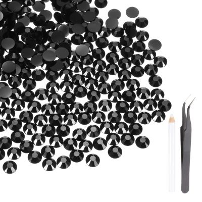 MECCANIXITY 2500pcs SS12 3mm Flatback Crystal Rhinestones, Resin Crystal Gems with Tweezer Dotting Pen Non Hotfix for Bedazzling Tumblers Mugs Bottles Nail DIY Crafts, Black